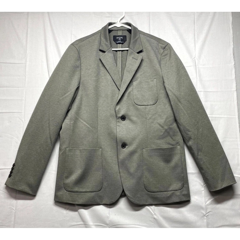 Rhone Blazer Jacket Mens Large Gray Single Breasted Notch Lapel Formal Business